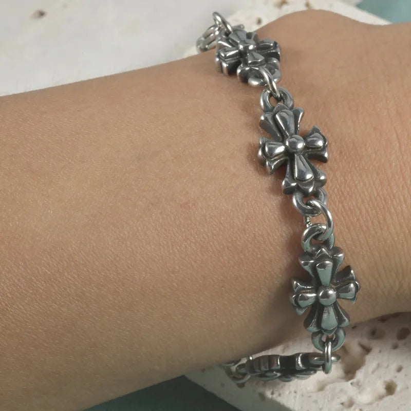 Pulseira Retrô Hip-hop Unissex com Cruz – Estilo Punk